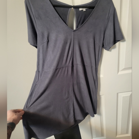 Z supply size medium blue gray suede smock dress with pockets - Picture 4 of 6